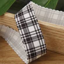 蕾丝格子丝带，烘焙礼盒鲜花包装蝴蝶结DIY发饰锯齿状涤纶格子图案织带