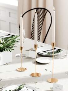 3 件金属烛台，欧式电镀烛台装饰，桌面烛光晚餐，展示柜，婚礼，家居装饰 - 金色 - 查看 5