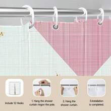 Juego de 1/4 cortinas de ducha para el Día de la Madre, con flores brillantes, para el Día del Presidente, lluvia de primavera, impermeables, estampados con estilo y funcionales, para decoración del hogar, para cada baño, ducha y bañera, con 12 ganchos y tapete de baño lavable a máquina, multiestilo