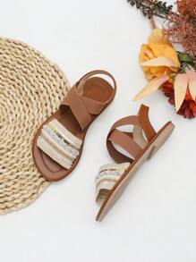 女童舒适轻便公主沙滩凉鞋，适合幼儿和大童，2024 年夏季时尚