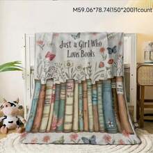 A Bookworm Girl Floral & Butterfly Throw Blanket - Soft, Lightweight Wool Shawl, Perfect For Readers, Ideal Birthday Gift For Girls And Women, Great For Sofa, Bed, Room Decor - Comfortable Year-Round