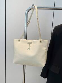 1 bucată Poliester Cerb Decorație Capacitate mare Închidere cu fermoar Geantă de umăr la modă, potrivită pentru femei, utilizare zilnică