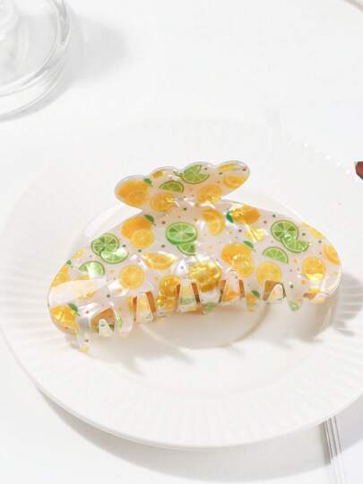 1PC10.5CM Fruit Style Afternoon Tea Lemon Throat Moisturizing Large Grab Leisure Vacation Companion Grab Clip Hair Claws Claw Clips Hair Clips Hair Jaw Clip Hair Clamps Hair Clutch Hair Catcher Clip