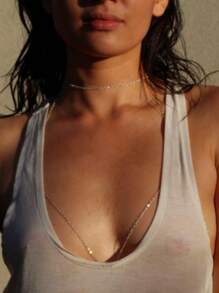 1PC New Women's Body Chain Bra Gold Chest Chain Festival Carnival Bundle Chain Summer Beach Bikini Body Chain Women And Girls Jewelry Sexy Gifts