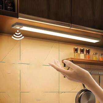 1 Stück LED Bewegungsmelder Schrank Licht, Unterschrank Schrank Beleuchtung, einstellbare Helligkeit Wandlicht, kabellose USB Ladebeleuchtung (warmweiß/weiß/neutralweiß)