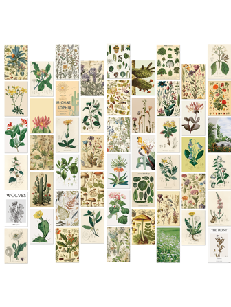 50 بطاقة حائط مع تصميم الأزهار والنباتات القديمة، ملصقات ديكورية للغرف والبيت، لحجرة النوم والمعيشة، بطاقات جماليات القصاصات ، بطاقات رسائل مؤثرة ، بطاقات بريدية ، عودة للمدرسة ، لوازم مدرسية