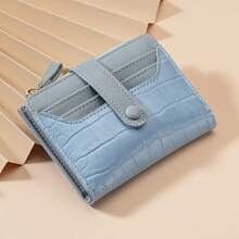 Crocodile Pattern Multi-Slot Wallet, Macaron Color Short Wallet, Daily Minimalist Multi-Layer Wallet, Versatile Fresh Card Holder