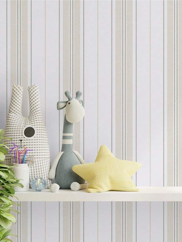 1pc Modern Stripe Patterned Thick Wallpaper, Peel And Stick Waterproof Non-Adhesive, Suitable For Decorating Children's Room, Bathroom, Living Room Wall, Wall Art Sticker, 15.75x47.24inch