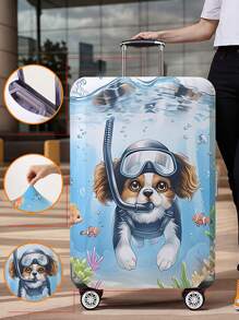 狗图案行李隔层盖 18-32 英寸灵活行李隔层盖，适用于 18-32 英寸行李隔层盖防刮保护器行李隔层保护器行李隔层盖保护罩防尘罩行李箱防尘罩旅行配件行李箱罩行李箱罩旅行箱罩行李保护器适用于返校旅行适用于学校适用于商务适用于户外防水 - 彩色 - 查看 24