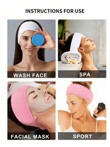 1/3 件可调节女士 Spa 面部头带、淋浴和化妆头带适用于洗脸、柔软毛巾和发饰家居浴室装饰秋季装饰返校 - 彩色 - 查看 3