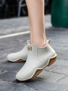 Women's Short Rain Boots Unisex Casual Work Waterproof Shoes Slip-Resistant Color-Blocked Outdoor Water Shoes.Spring And Summer Collection Pvc Rain Boots