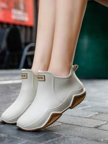 Women's Short Rain Boots Unisex Casual Work Waterproof Shoes Slip-Resistant Color-Blocked Outdoor Water Shoes.Spring And Summer Collection Pvc Rain Boots