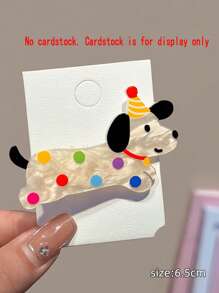 5 Pcs Cute & Sweet Cartoon Cat & Dog Shaped Hair Clips, Suitable For Girls - Multicolor - View 9