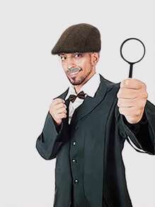 D EXCEE 6 件 1920 年代侦探服装配饰套装，适用于女士和男士软呢帽假胡须道具眼镜蝴蝶结道具领带了不起的盖茨比派对万圣节角色扮演装饰礼物舞会 - 多色 - 查看 3