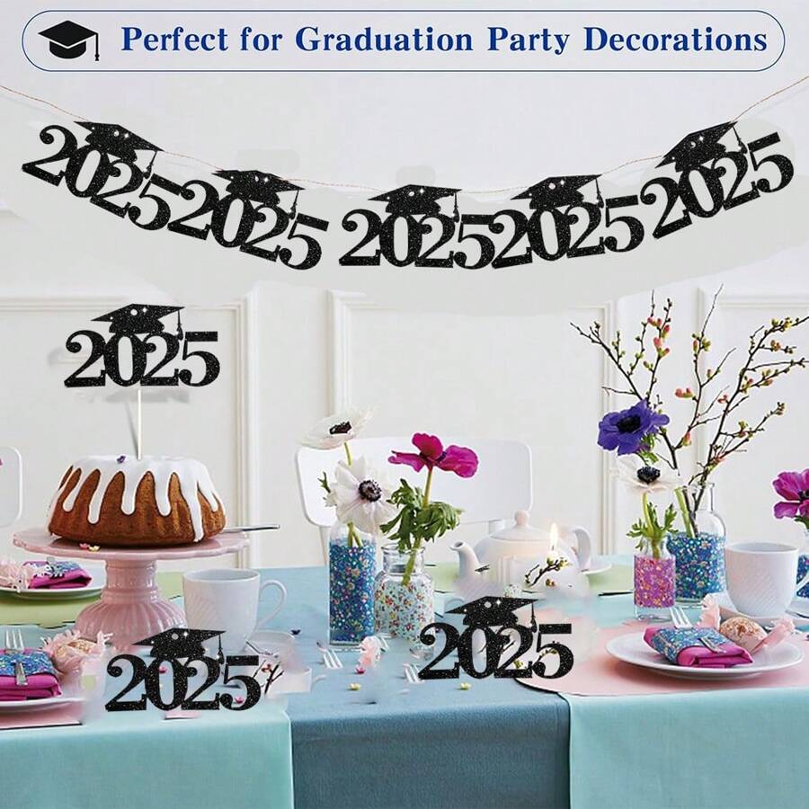 Kit Déco De Fête Noir Et Or 350 Pièces, Pour 50 Invités, Graduation 2024