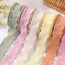 4cm Fish Tail Linen Silk Chiffon Ribbon Lotus Leaf Frill Ribbon Bowknot Pleated Ribbon For Flower Bouquet Packaging Gift Wrap Cake Box Packaging Wedding Party Decor