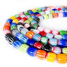 63 件彩色尼泊尔玻璃南瓜珠，适用于 DIY 手链、耳环、工艺品和珠宝制作 - 6*7mm - 查看 7