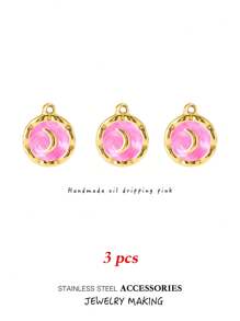 3/5pcs Gold Color Stainless Steel Enamel Charms Pendants For DIY Earrings Necklace Jewelry Making Supplies Handcrafted Oil Dripping Personalized