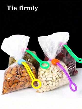 2 pz / 4 pz / 6 pz / 8 pz / 10 pz Fascette colorate casuali per tenere freschi gli spuntino, con anelli di chiusura creativi per alimenti, organizzatori di cavi, strumento per la conservazione degli alimenti in cucina