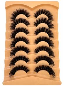 7 Pairs False Eyelashes Cat Eye Lashes Faux Mink Lashes Natural Look Fluffy Volumized Eyelashes Extension Natural Full Dramatic Messy False Eyelashes Travel Essentials Makeup Tools