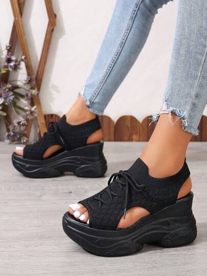 2025 Summer New Thick Sole Women Sandals, Platform Women Sandals, High Heel Women Sandals, Sandals, White Women Sandals, Lace-Up Women Sandals, Vacation Casual Women Sandals, Ladies Sandals