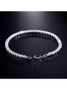 Pulsera de una de 4mm con cristales Rhinestone, joyería minimalista y de alta moda para mujeres con circonita cúbica
