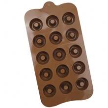 1 件/2 件/15 孔硅胶甜甜圈烘焙模具 DIY 巧克力软糖软糖饼干模具 - 咖啡棕 - 查看 5