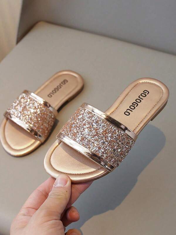 Mädchen Mode Strass außen zum Tragen Hausschuhe 2025 Sommer Neu Weiche Sohle Ausländischer Stil Koreanische Version Prinzessin Schuhe Sandalen