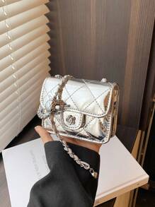 全新 激光光泽 小链条手提包 迷你斜挎包