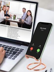 1pc Minimalist Metal Alloy Phone Stand, Suitable For Living Room, Bedroom, Office Desk, Study Back To School