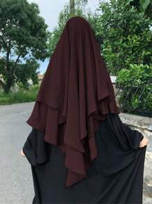 1 件时尚经典双层围巾头巾，适合女性日常穿着 Abaya - 彩色 - 查看 4