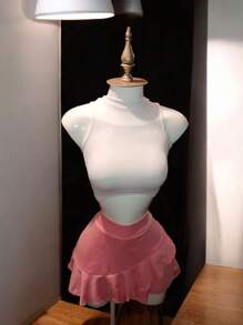 Falda deportiva Premium de olanes - Rosa coral - Ver 3