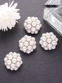 5pcs/Set Elegant Metal Pearl Dome Buttons, Suitable For Furs, Suits, Uniforms, Jackets, Decorative Accessories, Handbags, Gift Boxes, Flower Bouquets, Jewelry DIY