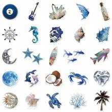 50 张蓝色海洋主题贴纸，适用于吉他、笔记本、行李箱 DIY 装饰、学校用品、返校 - 查看 4
