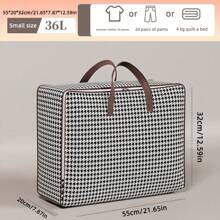 1pc Houndstooth Pattern Tote Storage Bag, Minimalist Design Non-Woven Fabric Rectangular Large Capacity Seasonal Clothes Quilt Storage Bag, Thick Dustproof Moisture-Proof Travel Luggage Bag, Large Capacity Home Organizer Bag, For Home Use