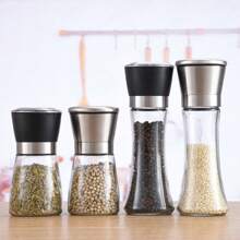 2 件胡椒研磨器套装，家用海盐研磨器，玻璃香料研磨器，手动胡椒研磨器，香料粉碎器，可重复使用的调味瓶，适用于烧烤、野餐、露营、厨房小工具、情人节礼物 - 彩色 - 查看 3