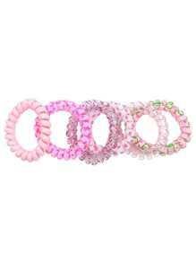 6pcs/Set Summer New Candy Color Gradient Spiral Hair Tie For Girls ,Head Piece