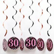 1set Rose Gold PVC Spiral Happy Birthday Swirl 18/21/30/40/50/60/70/80 Years Old Hanging Ornaments Birthday Party Decorations Birthday Decor