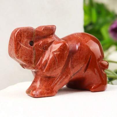 Figura de elefante de cristal tallada a mano, decoración del hogar, cuarzo rosa natural, amatista, mini artesanía de animales, ornamento de feng shui