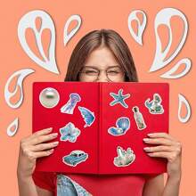 50 张蓝色海洋主题贴纸，适用于吉他、笔记本、行李箱 DIY 装饰、学校用品、返校 - 查看 9