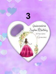 1pc/Bulk Customized 15th Birthday Party Favor, Princess Rose Heart-Shaped Bottle Opener, Sweet 15th Birthday Fridge Magnet, 15th Birthday Party Guest Gift Souvenir, Suitable For 15 Year Old Girls - Multicolor - View 17