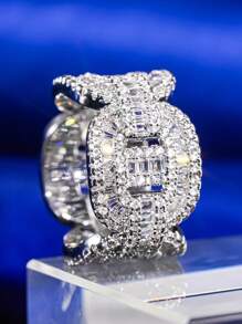 1 件奢华方晶锆石戒指，适合女士结婚情人节礼物珠宝、妈妈、母亲、母亲节、礼物 - 1# - 查看 7