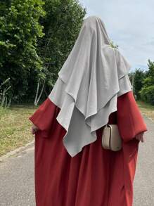 1 件时尚经典双层围巾头巾，适合女性日常穿着 Abaya - 彩色 - 查看 5