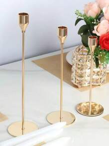 3 件金属烛台，欧式电镀烛台装饰，桌面烛光晚餐，展示柜，婚礼，家居装饰 - 金色 - 查看 10