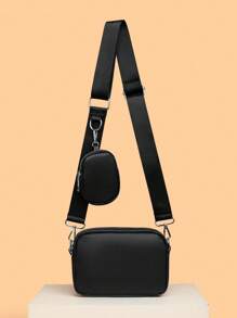 Men's Diagonal Shoulder Bag Two Pieces Mini Shoulder Small Bag Coin Wallet Men's Crossbody Bag Mobile Phone Bag