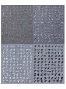 Pegatinas de letras góticas, pegatinas de uñas con letras, pegatinas de uñas 3D con letras vintage, blanco, negro, oro, plata, calcomanías adhesivas DIY, diseños de arte para uñas, decoración de uñas, fácil de usar y duraderas pegatinas de uñas, decoración de uñas DIY para salón de uñas