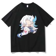 Camiseta Neuvillette, moda para hombres, Haruku, camiseta divertida Kawa, de alta calidad, estilo anime, casual, 100% algodón