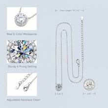Moissanite Necklaces For Women, 1-3 CT Solitaire Pendant 925 Mother's Day Wedding Gifts For Her2025 - 圓形光環-1CT - 查看 10