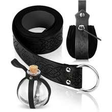 3pcs Viking Leather Waist Belt Pouch Set, Medieval Style Bottle Costume Accessories Viking Belt Kit, With Bottle For Viking Warrior Cosplay Halloween Costume Props Prom - Brown - View 3