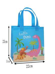 12 个防水恐龙图案无纺布可重复使用购物袋，派对/生日礼物手提袋，适合母亲节、伴娘礼物、毕业礼物、生日礼物、结婚礼物、生日、新娘、婚礼 - 彩色 - 查看 3